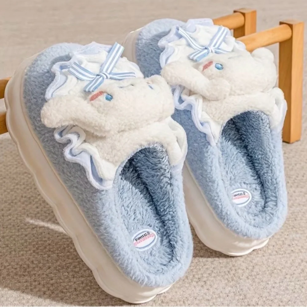 Cinnamoroll Cute Blue and White Plush Slippers